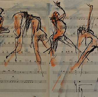 Milan Med's With Skipping-rope 39 x 50 Pastel for sale at the Milan Art Gallery in Downtown Fort Worth Texas