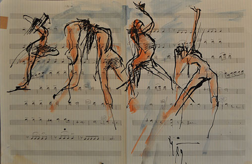 Milan Med's With Skipping-rope 39 x 50 Pastel for sale at the Milan Art Gallery in Downtown Fort Worth Texas