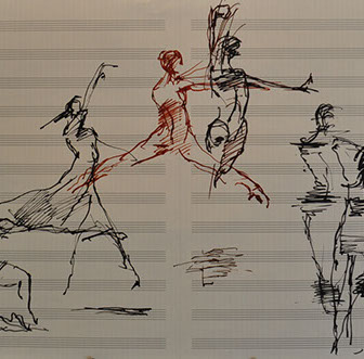 Milan Med's With Skipping-rope 39 x 50 Pastel for sale at the Milan Art Gallery in Downtown Fort Worth Texas