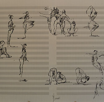 Milan Med's With Skipping-rope 39 x 50 Pastel for sale at the Milan Art Gallery in Downtown Fort Worth Texas