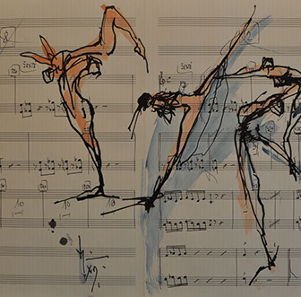 Milan Med's With Skipping-rope 39 x 50 Pastel for sale at the Milan Art Gallery in Downtown Fort Worth Texas