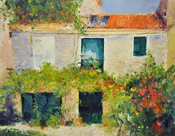 Henrietta Milan's Blue Bonnet&nbsp; 12 x 12 painting for sale at the Milan Art Gallery in Downtown Fort Worth Texas