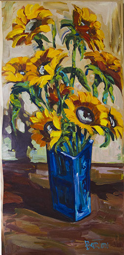 Charles Pabst's Distant Falls&nbsp; 60 x 48 oil painting for sale at the Milan Art Gallery in Downtown Fort Worth Texas