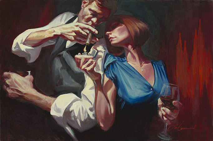 Gabe Leonard's Against the World 36 x 24 oil painting for sale at the Milan Art Gallery in Downtown Fort Worth Texas