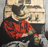 Chuck Middlekauff's At Home on the Range 40 x 30 for sale at the Milan Art Gallery in Downtown Fort Worth Texas