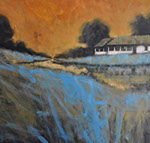 Thomas Stotts' Blue impressions 30 x 24 for sale at the Milan Art Gallery in Downtown Fort Worth Texas