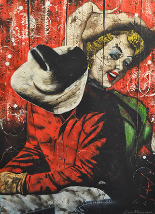 Chuck Middlekauff's Good 'ol Home Boy 40 x 30 oil painting for sale at the Milan Art Gallery in Downtown Fort Worth Texas