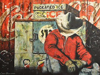 Chuck Middlekauff's Good 'ol Home Boy 40 x 30 oil painting for sale at the Milan Art Gallery in Downtown Fort Worth Texas