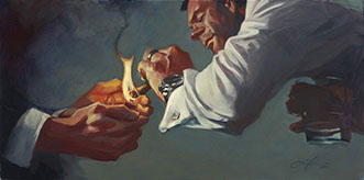 Gabe Leonard's Closers Only 24 x 36 oil painting for sale at the Milan Art Gallery in Downtown Fort Worth Texas