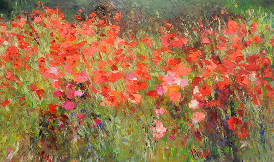 Henrietta Milan's Blue Bonnet&nbsp; 12 x 12 painting for sale at the Milan Art Gallery in Downtown Fort Worth Texas