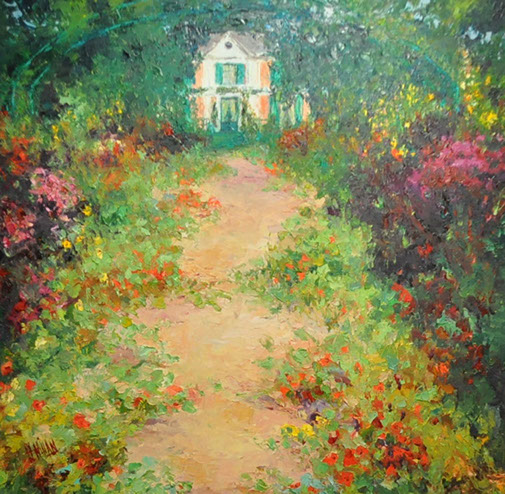 Henrietta Milan's Blue Bonnet&nbsp; 12 x 12 painting for sale at the Milan Art Gallery in Downtown Fort Worth Texas