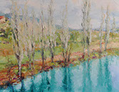 Henrietta Milan's Blue Bonnet 12 x 12 oil painting for sale at the Milan Art Gallery in Downtown Fort Worth Texas