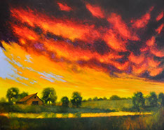 Thomas Stotts' Tranquility 16 x 40 for sale at the Milan Art Gallery in Downtown Fort Worth Texas