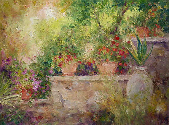 Henrietta Milan's Blue Bonnet&nbsp; 12 x 12 painting for sale at the Milan Art Gallery in Downtown Fort Worth Texas