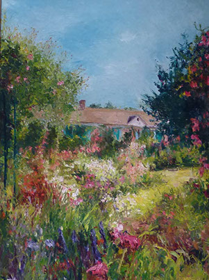 Henrietta Milan's Blue Bonnet&nbsp; 12 x 12 painting for sale at the Milan Art Gallery in Downtown Fort Worth Texas