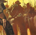 Gabe Leonard's First To Be Last In Line 24 x 48 for sale at the Milan Art Gallery in Downtown Fort Worth Texas