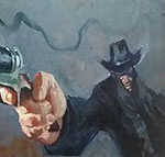 Gabe Leonard's I'm Done Talking About It 15 x 30 for sale at the Milan Art Gallery in Downtown Fort Worth Texas