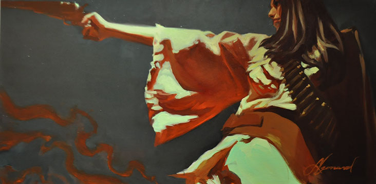 Gabe Leonard's Closers Only 24 x 36 oil painting for sale at the Milan Art Gallery in Downtown Fort Worth Texas