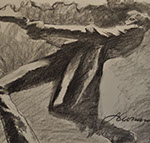 Gabe Leonard's You're Going To Get What's Coming To You (Charcoal) 15 x 30 for sale at the Milan Art Gallery in Downtown Fort Worth Texas