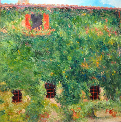 Henrietta Milan's Blue Bonnet&nbsp; 12 x 12 painting for sale at the Milan Art Gallery in Downtown Fort Worth Texas