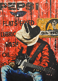 Chuck Middlekauff's Good 'ol Home Boy 40 x 30 oil painting for sale at the Milan Art Gallery in Downtown Fort Worth Texas