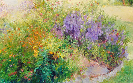 Henrietta Milan's Blue Bonnet&nbsp; 12 x 12 painting for sale at the Milan Art Gallery in Downtown Fort Worth Texas