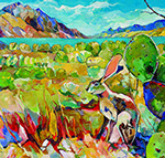 George Jone's Rabbit In Paradise 48 x 60 oil painting for sale at the Milan Art Gallery in Downtown Fort Worth Texas
