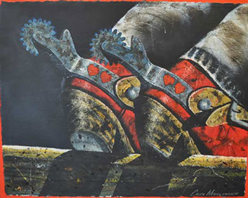 Chuck Middlekauff's Good 'ol Home Boy 40 x 30 oil painting for sale at the Milan Art Gallery in Downtown Fort Worth Texas