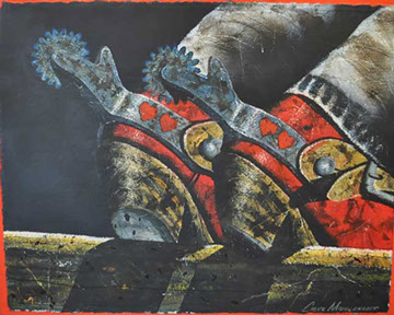 Chuck Middlekauff's Good 'ol Home Boy 40 x 30 oil painting for sale at the Milan Art Gallery in Downtown Fort Worth Texas