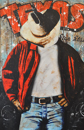 Chuck Middlekauff's Good 'ol Home Boy 40 x 30 oil painting for sale at the Milan Art Gallery in Downtown Fort Worth Texas