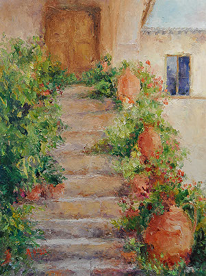 Henrietta Milan's Blue Bonnet&nbsp; 12 x 12 painting for sale at the Milan Art Gallery in Downtown Fort Worth Texas