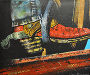 Chuck Middlekauff's Kick Start 20 x 24 for sale at the Milan Art Gallery in Downtown Fort Worth Texas