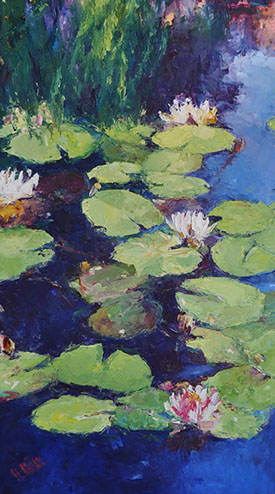 Henrietta Milan's Blue Bonnet&nbsp; 12 x 12 painting for sale at the Milan Art Gallery in Downtown Fort Worth Texas