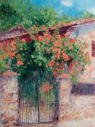 Henrietta Milan's Blue Bonnet&nbsp; 12 x 12 painting for sale at the Milan Art Gallery in Downtown Fort Worth Texas