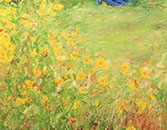 Henrietta Milan's Blue Bonnet 12 x 12 oil painting for sale at the Milan Art Gallery in Downtown Fort Worth Texas