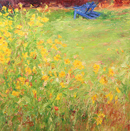 Henrietta Milan's Blue Bonnet&nbsp; 12 x 12 painting for sale at the Milan Art Gallery in Downtown Fort Worth Texas