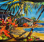 Steve Barton's Eden's Isle 15 x 55 sale at the Milan Art Gallery in Downtown Fort Worth Texas