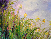 Henrietta Milan's Blue Bonnet 12 x 12 oil painting for sale at the Milan Art Gallery in Downtown Fort Worth Texas