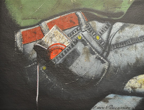 Chuck Middlekauff's Good 'ol Home Boy 40 x 30 oil painting for sale at the Milan Art Gallery in Downtown Fort Worth Texas