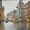 Alexei Butirskiy's Wet and Wonderful London 9 x 12  for sale at the Milan Art Gallery in Downtown Fort Worth Texas